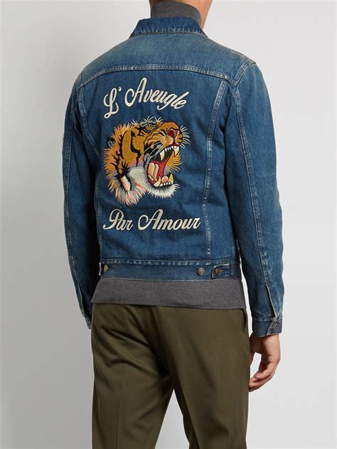 gucci tiger jacket ebay|Gucci tiger denim jacket.